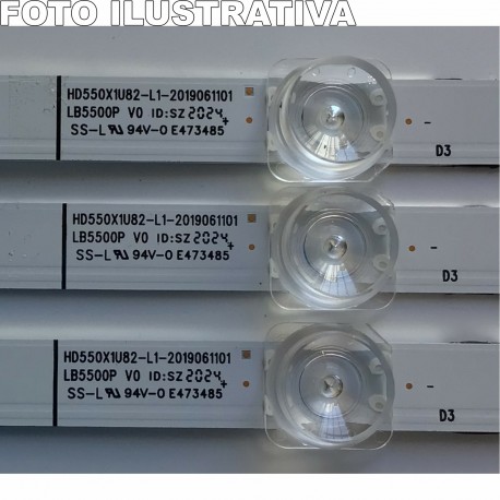 LED HISENSE - HD550X1U82 - 55R6090G5 - HISENSE - KIT COM 3 PÇS